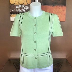 St John Sport Short Sleeve Green Cardigan Size P